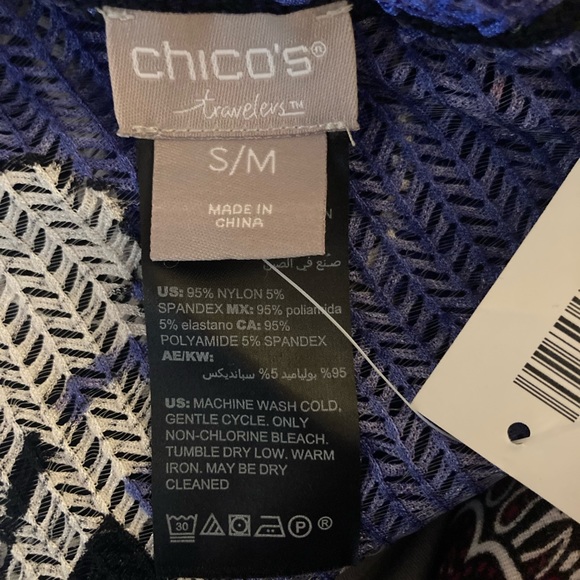 NWT Chicos Travelers Floral wheatmesh jacket. Deep Amparo Blue size S/M - Picture 5 of 7